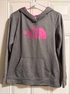 The North Face Gray Hoodie with Pink Lining